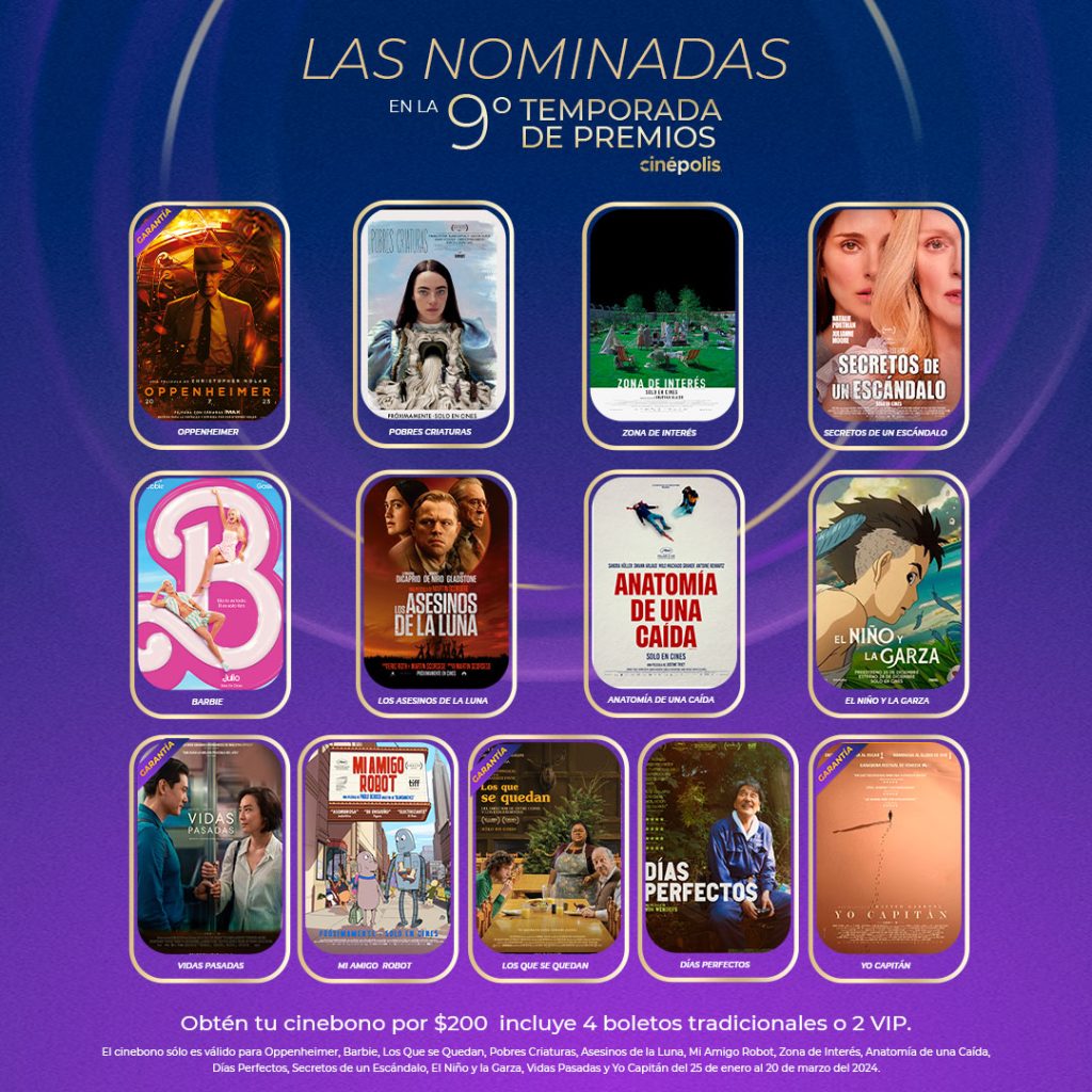 Cinépolis presenta su 9ª Temporada de Premios, con 8 de las 10