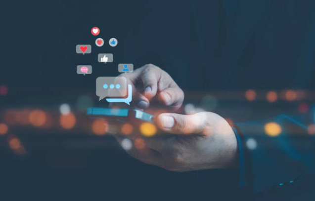 Social media and digital online concept, man using smart phone. The concept of living on vacation and playing social media. Social Distancing ,Working From Home concept. Social media concept.