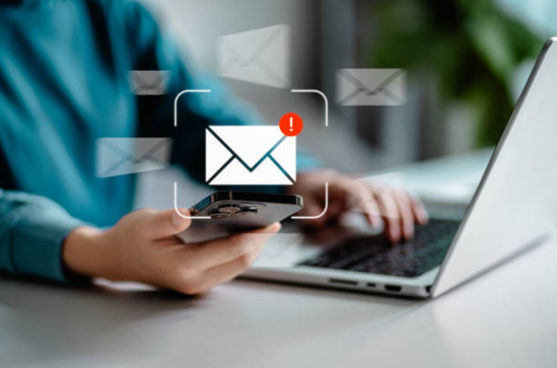 Women using smartphones check email notifications inbox have spam viruses message with warning caution, junk and trash mail, security terms cybersecurity concept