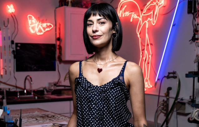 VAN NUYS, CALIFORNIA - AUGUST 18: Artist Leticia Maldonado photographed on August 18, 2025 in Van Nuys, California. (Photo by Timothy Norris/Getty Images for The Recording Academy)