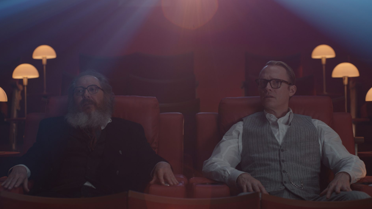 (L - R) James Spader and Paul Bettany in VisionQuest exclusively on Disney+. Photo courtesy of Marvel. © 2026 Marvel. All Rights Reserved.